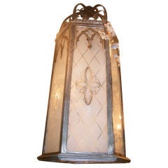 Antique Silver Leaf Metal Lantern