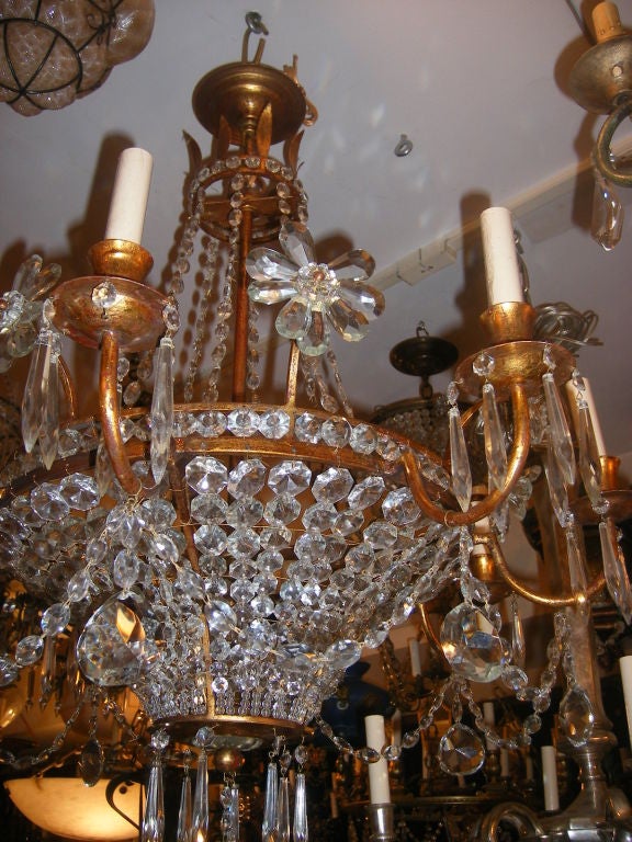 French Gilt Crystal Chandelier In Good Condition In New York, NY