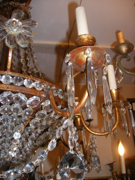 French Gilt Crystal Chandelier 1
