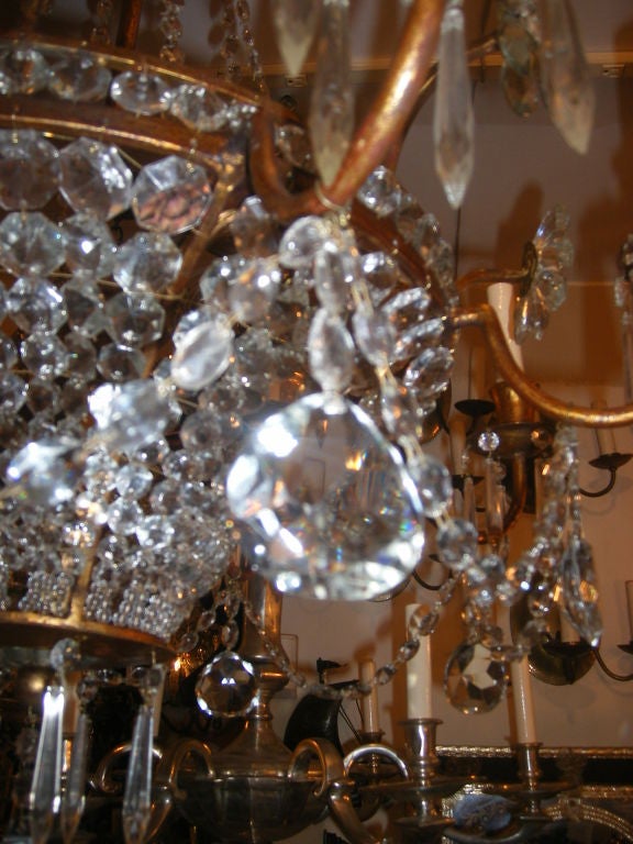 French Gilt Crystal Chandelier 4