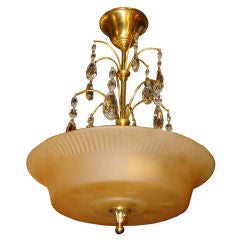 Amber Glass Light Fixture with Crystal Drops