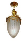 Antique Gilt Bronze and Frosted Glass Lantern