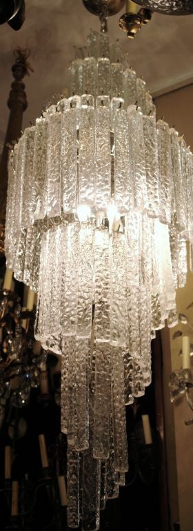 Large Moderne Mid Century Glass Light Fixture