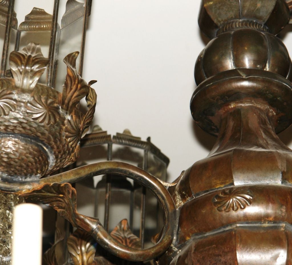 Tole Chandelier with Glass Shades