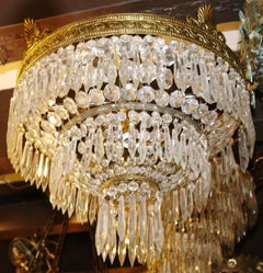 Bronze Flush Mounted Fixture with Crystals