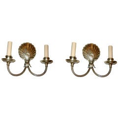 Pair of  Silver Plated Shell Sconces