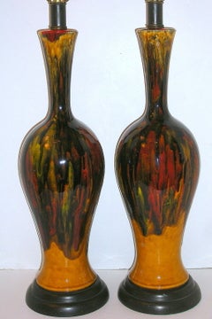 Pair of Glazed Porcelain Table Lamps
