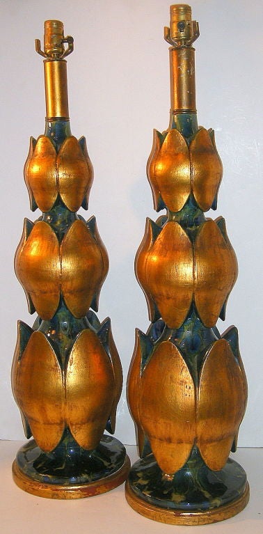 Pareja de lámparas de mesa de porcelana azul en venta 1
