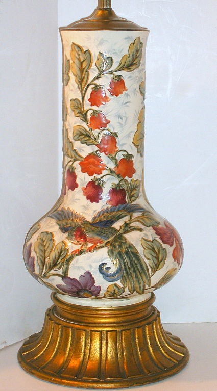 French Single Porcelain Table Lamp For Sale