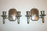 Pair of Arts and Crafts Pewter Sconces