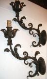 Pair of Forged Iron Torch Sconces