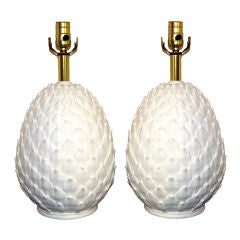 Pair of Pineapple Porcelain Table Lamps