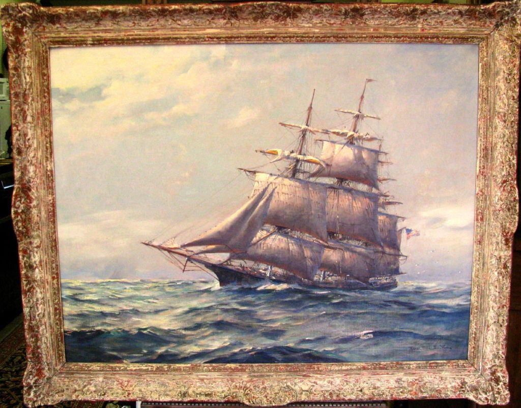 A CLIPPER SHIP AT SEA In Good Condition In West Palm Beach, FL