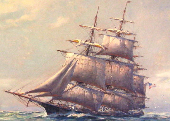 A CLIPPER SHIP AT SEA