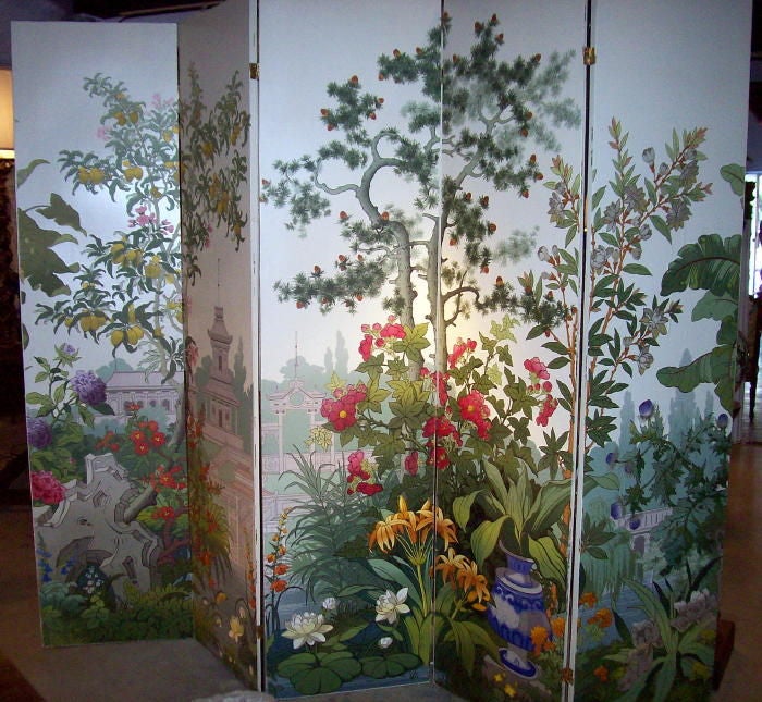 20th Century Zuber 5 Panel Wallpaper Screen