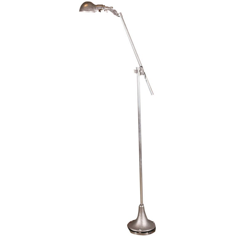 Vintage Industrial Cast Iron and Steel Woodward Adjustable Floor Task Light Lamp