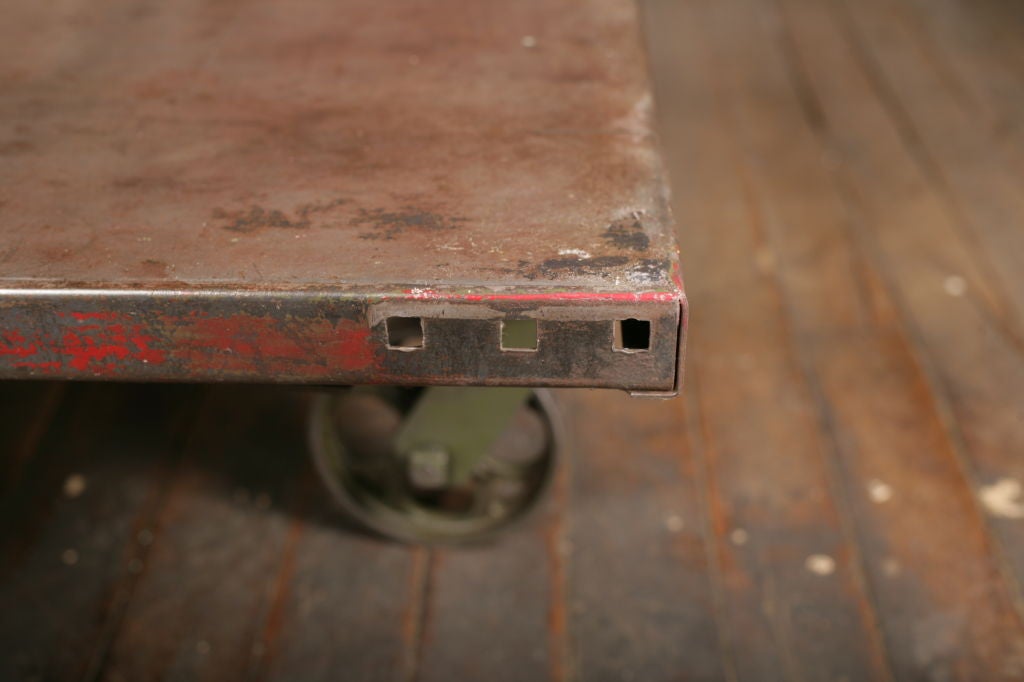 Vintage Industrial All Metal Wheeled Cart/Coffee Table 2