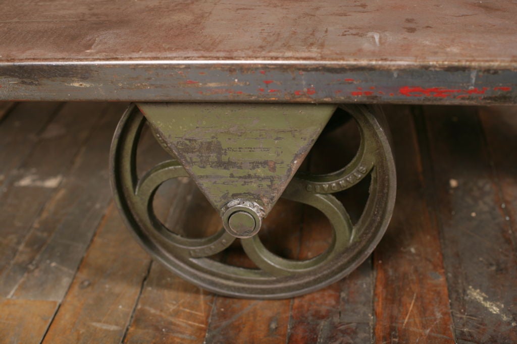 Vintage Industrial All Metal Wheeled Cart/Coffee Table 1