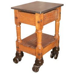 Vintage Wood & Metal Turtle Table