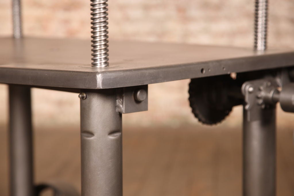 American Vintage Industrial Adjustable Metal Die Lift Cart / Table