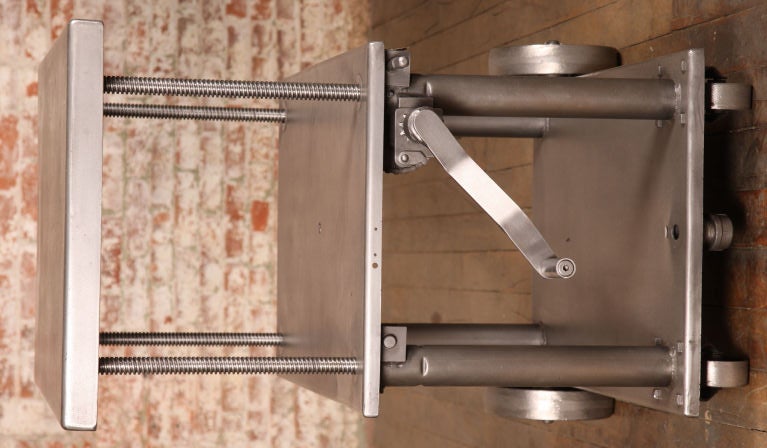20th Century Vintage Industrial Adjustable Metal Die Lift Cart / Table
