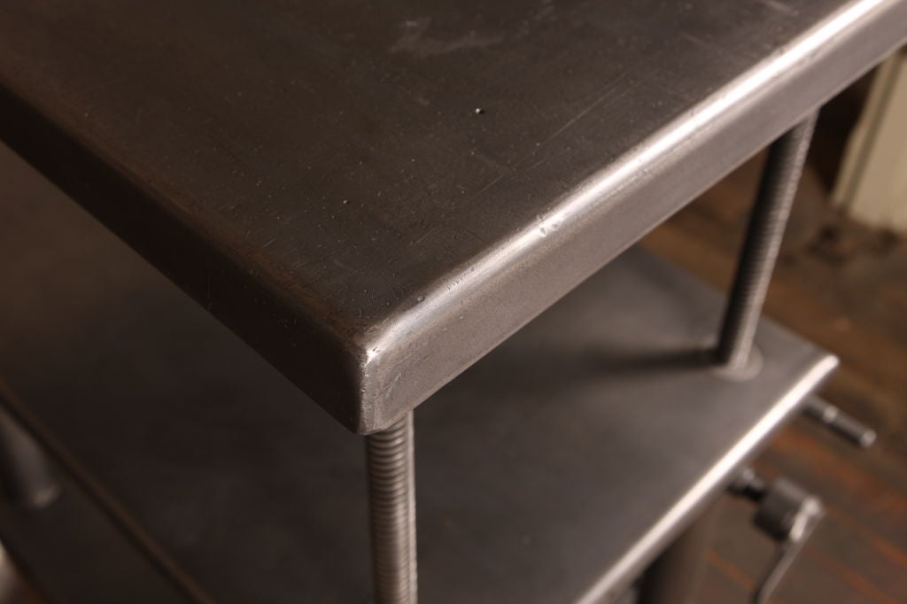 Vintage Industrial Adjustable Metal Die Lift Cart / Table 1
