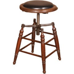 Vintage Wood & Metal Adjustable Stool