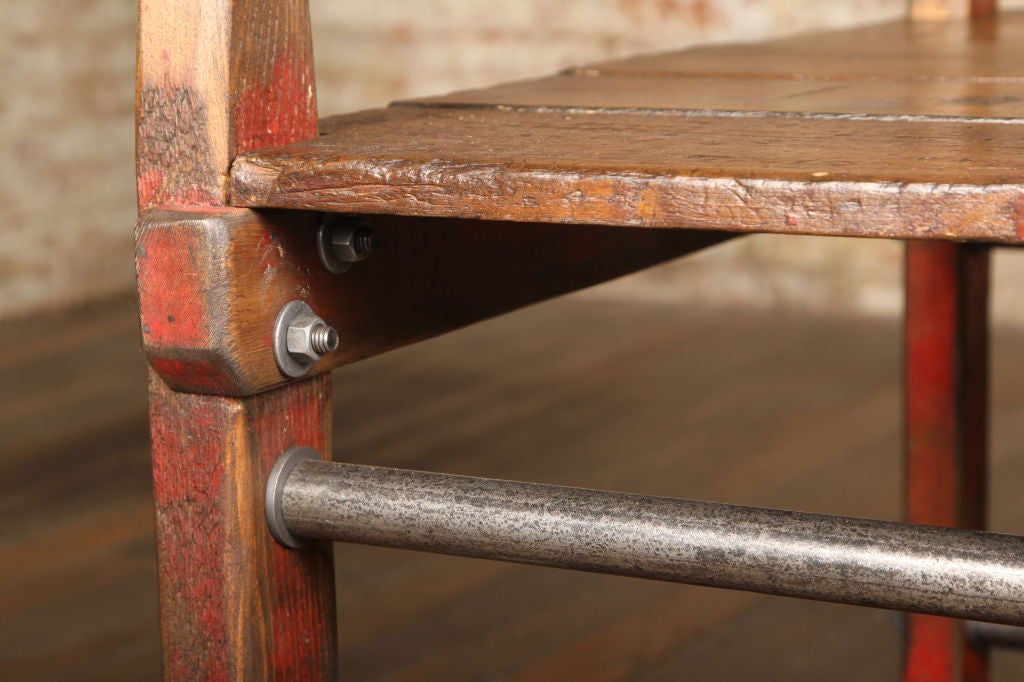 Industrial Wood & Steel Bar Cart/End Table on Wheels 4