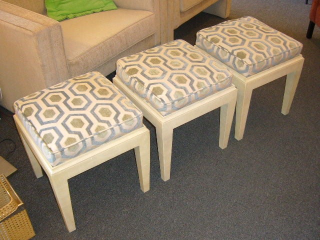 Faux Parchment Painted Cushioned Stools 6