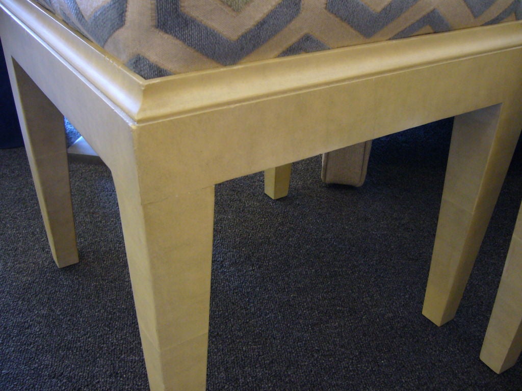 20th Century Faux Parchment Painted Cushioned Stools