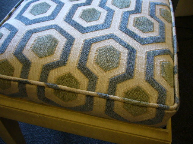 Faux Parchment Painted Cushioned Stools 1