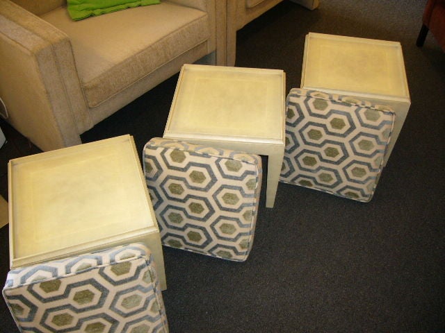 Faux Parchment Painted Cushioned Stools 2