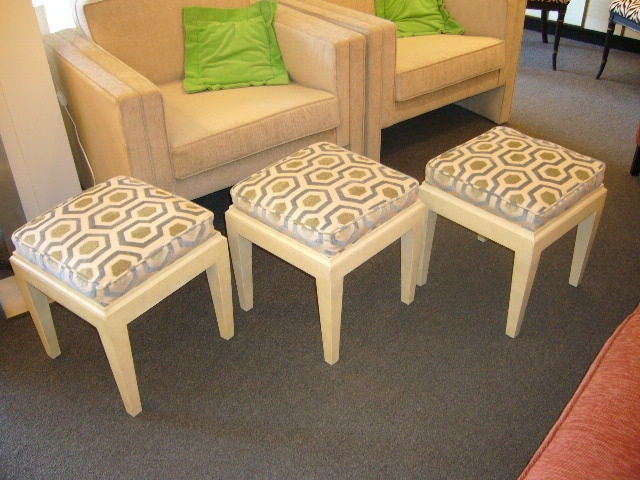 Faux Parchment Painted Cushioned Stools 4
