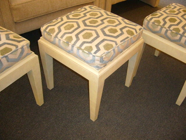 Faux Parchment Painted Cushioned Stools 5
