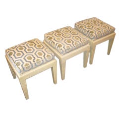 Faux Parchment Painted Cushioned Stools