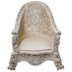 Painted Rosewood Carved Chair