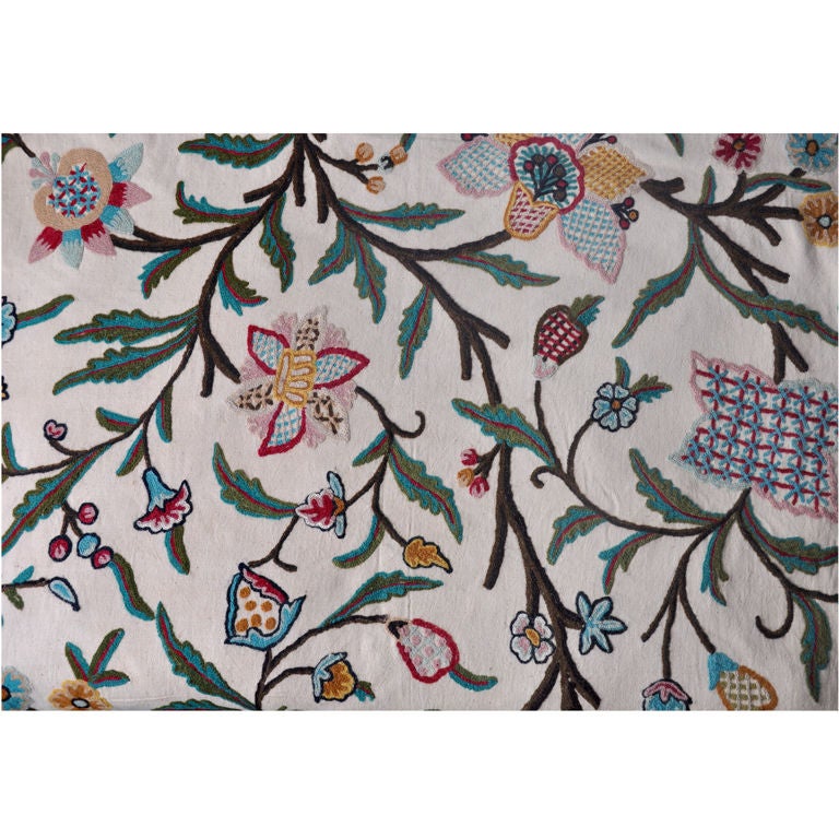 CREWEL EMBROIDERY FABRIC at 1stDibs