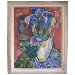 OVER SCALE 1950S STILL LIFE OIL PAINTING