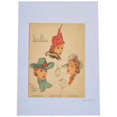 FRENCH FASHION POICHOIR ORIGINAL 1940S PATOU