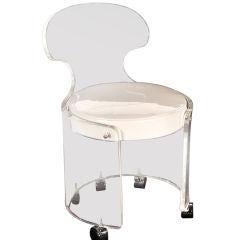 Lucite and Leather Vanity Chair