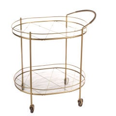 Brass Bar Cart with Twisted Handle Design