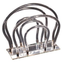 Vintage Dorothy Thorpe Lucite, Chrome and Mirror Magazine Rack