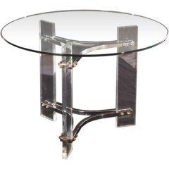 Lucite, Chrome and Glass Cocktail Table
