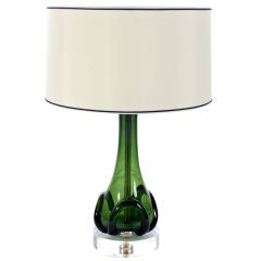 Lovely Pair of Dark Green Murano Lamps