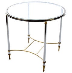 Pair of Metal and Glass End Tables by Jansen