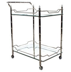 Hollywood Regency Chrome and Mirror Bar Cart