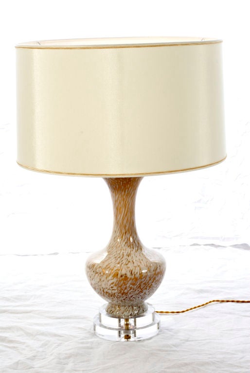 Italian Unusual Gold and White Vintage Murano Lamp