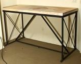 Custom Iron and Travertine Indoor/Outdoor Table