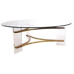 Bronze, Lucite and Glass Coffee Table