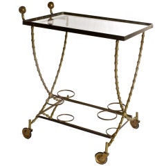 Brass and Mirror Bar Cart with Caddy
